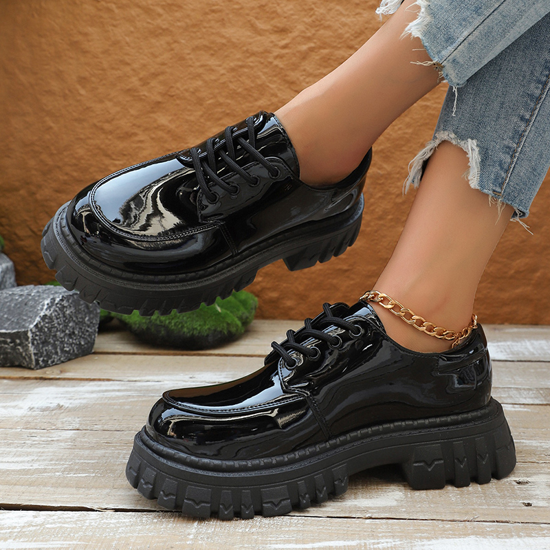 Patent Leather Oxford - Plataforma grossa oxford sapatos para mulher