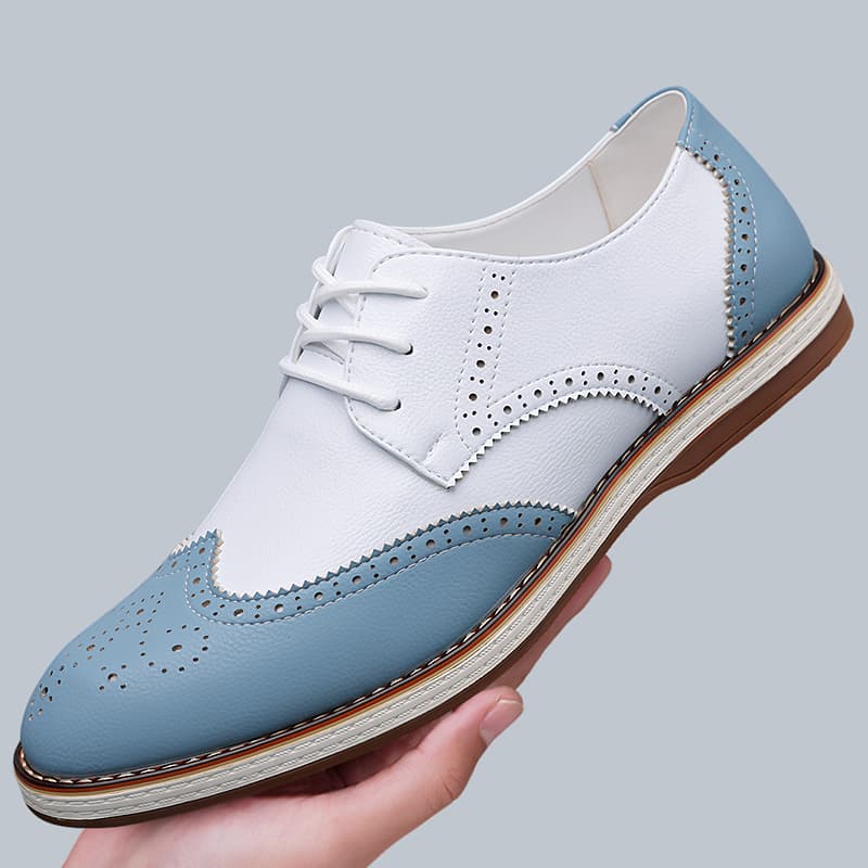 Patent Leather Oxford - Sapatos Oxford Brogue Masculinos Branco e