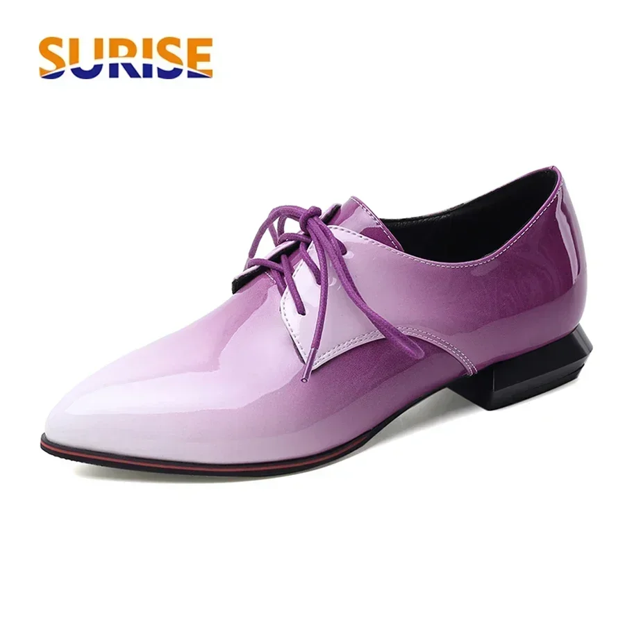 Patent Leather Oxford - Mulheres britânicas oxfords gradiente vermelho roxo