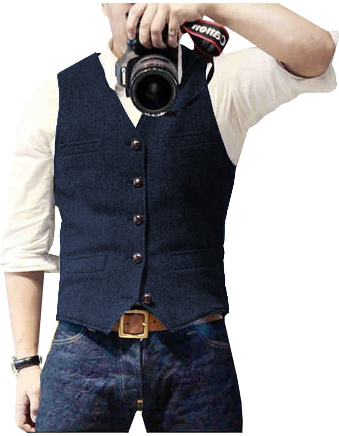 Formal Vest Waistcoat - Colete Masculino de Lã Tweed Espinha