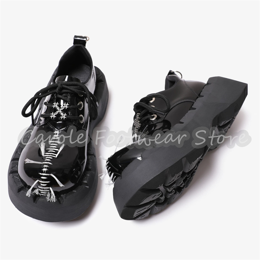 Patent Leather Oxford - Sapatos Masculinos com Solado Chunky que