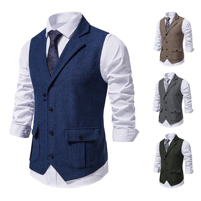 Formal Vest Waistcoat - Terno masculino colete espinha de peixe