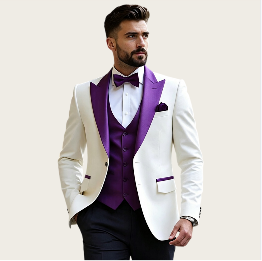 Men'S Formal Wear - Ternos Masculinos Brancos 3 Peças Slim
