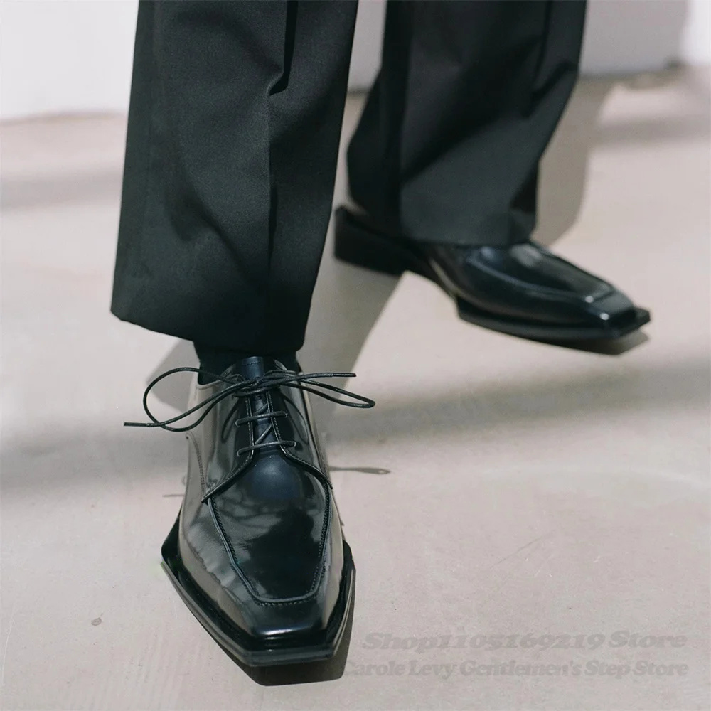 Patent Leather Oxford - Sapatos masculinos de couro envernizado preto,