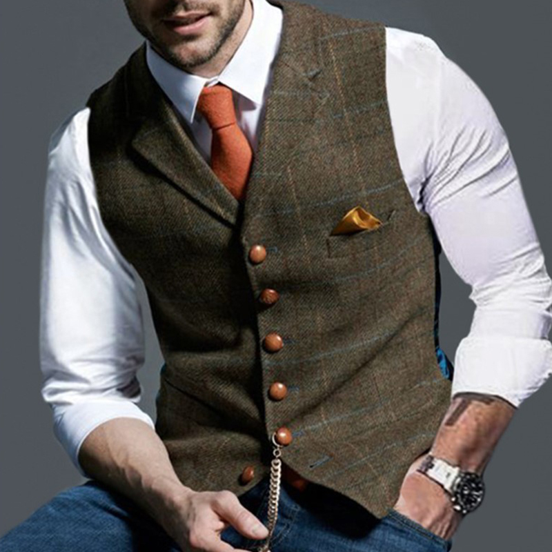 Moda masculina coletes lapela  - Formal Vest Waistcoat avaliação e preço