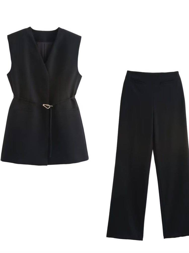 Senhoras cor sólida conjunto d - Formal Vest Waistcoat avaliação e preço