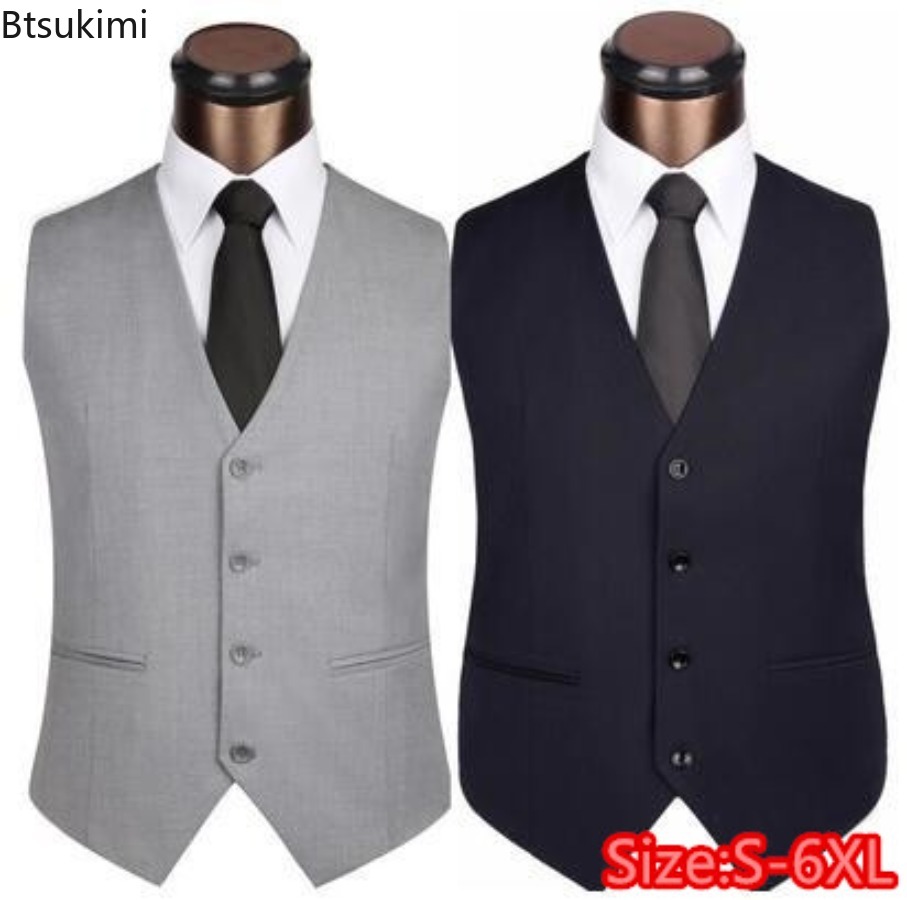 S-6XL plus size masculino core - Formal Vest Waistcoat avaliação e preço