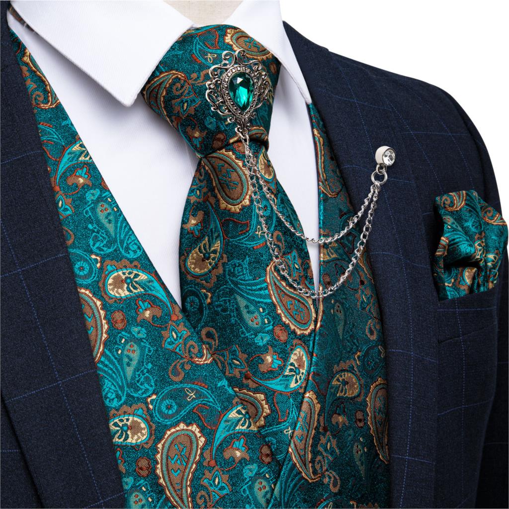 Novo Colete Formal Verde Azul- - Formal Vest Waistcoat avaliação e preço