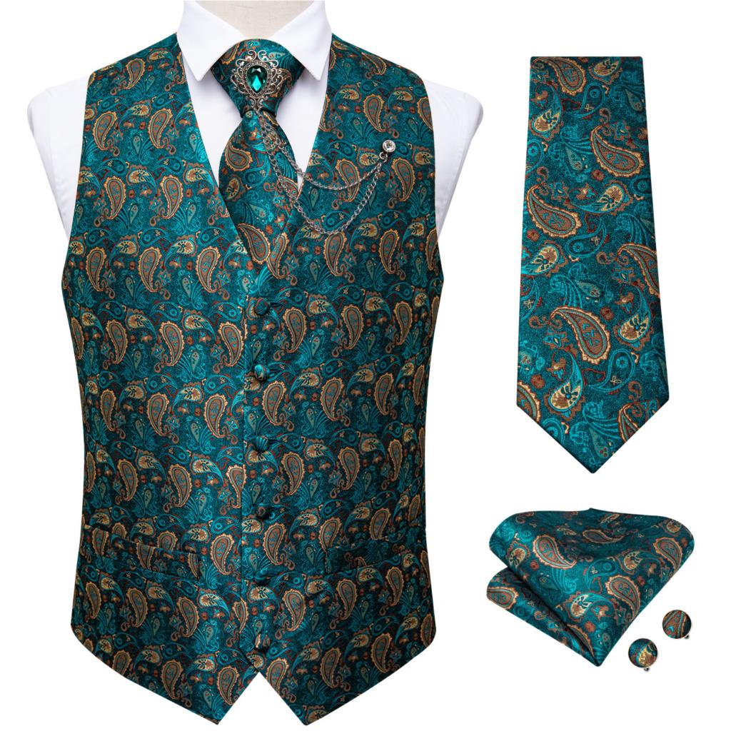 Novo Colete Formal Verde Azul- - Formal Vest Waistcoat avaliação e preço