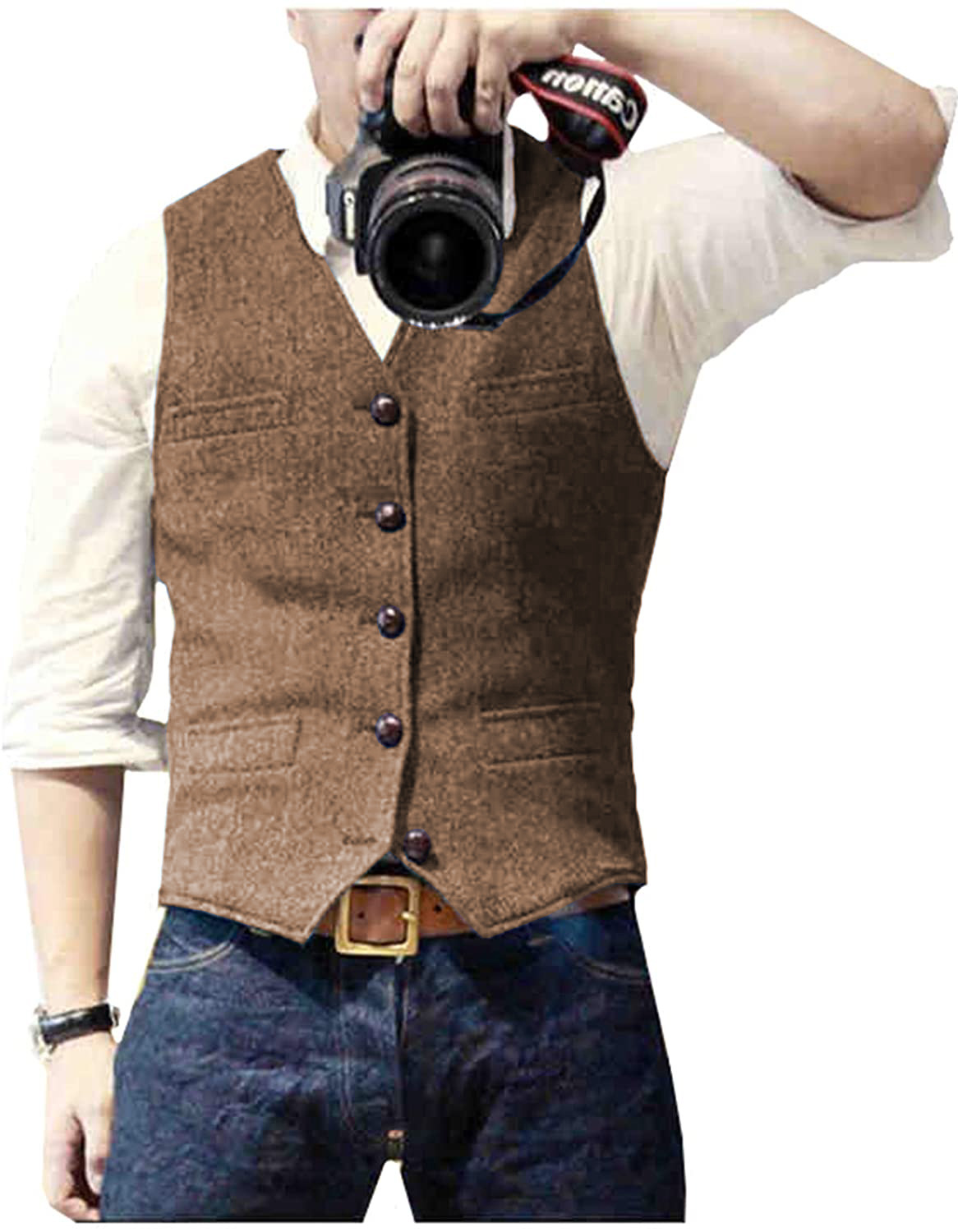 Colete Masculino de Lã Tweed E - Formal Vest Waistcoat avaliação e preço