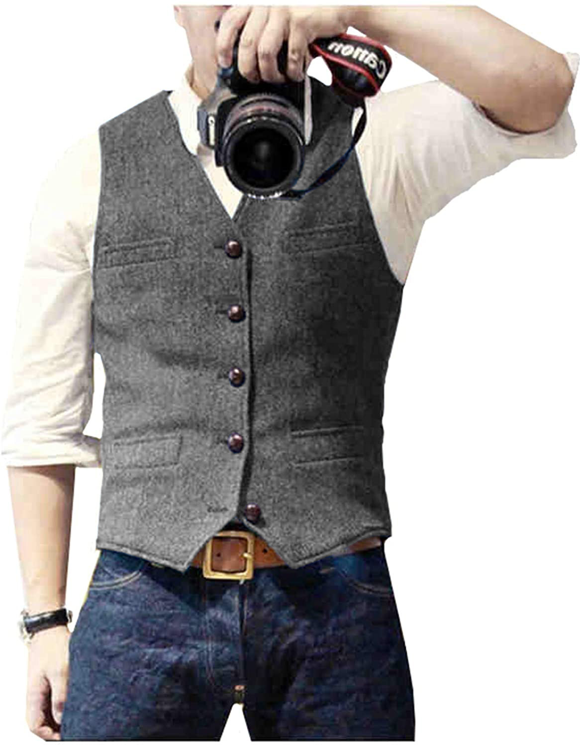 Colete Masculino de Lã Tweed E - Formal Vest Waistcoat avaliação e preço