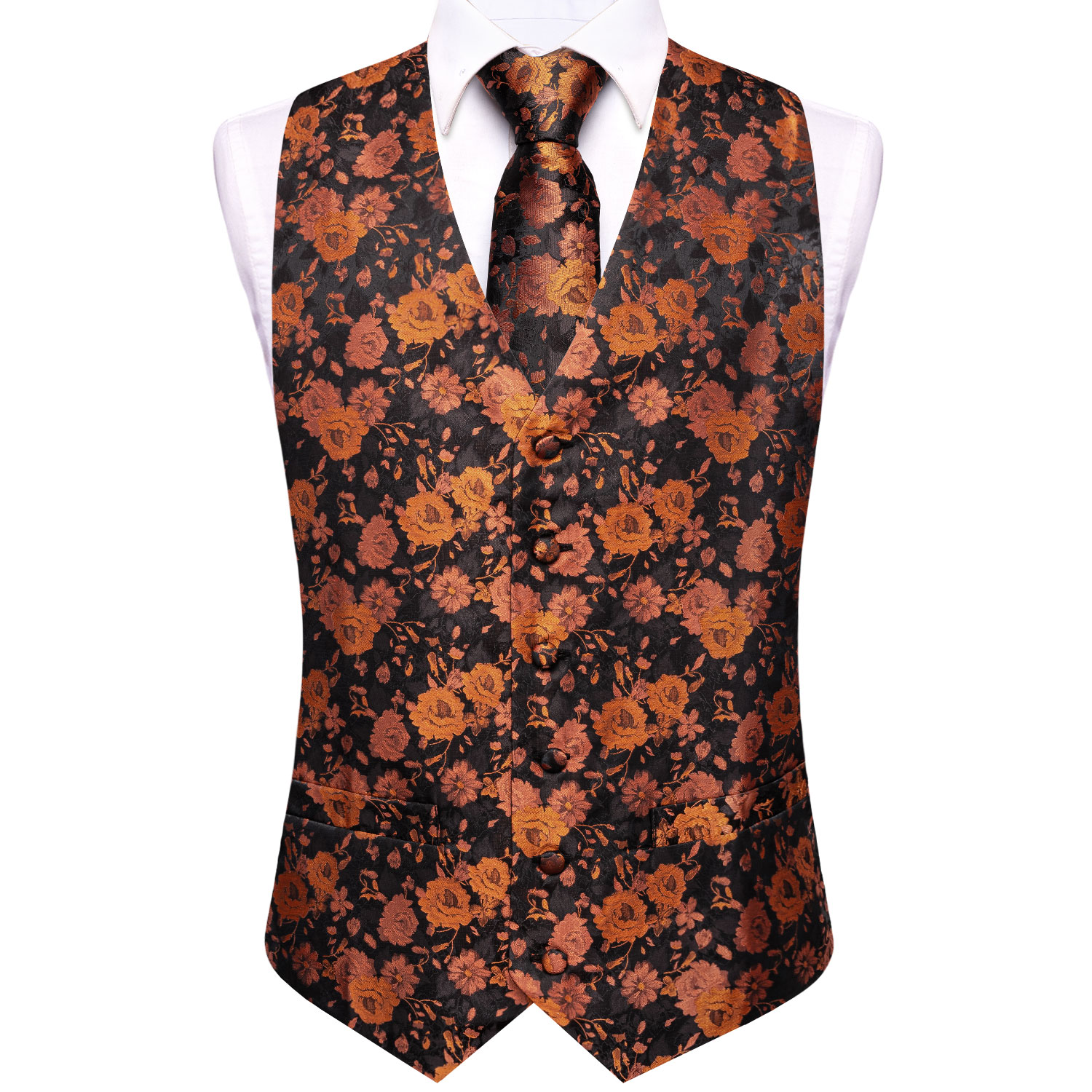 Colete Masculino Floral Preto  - Formal Vest Waistcoat avaliação e preço