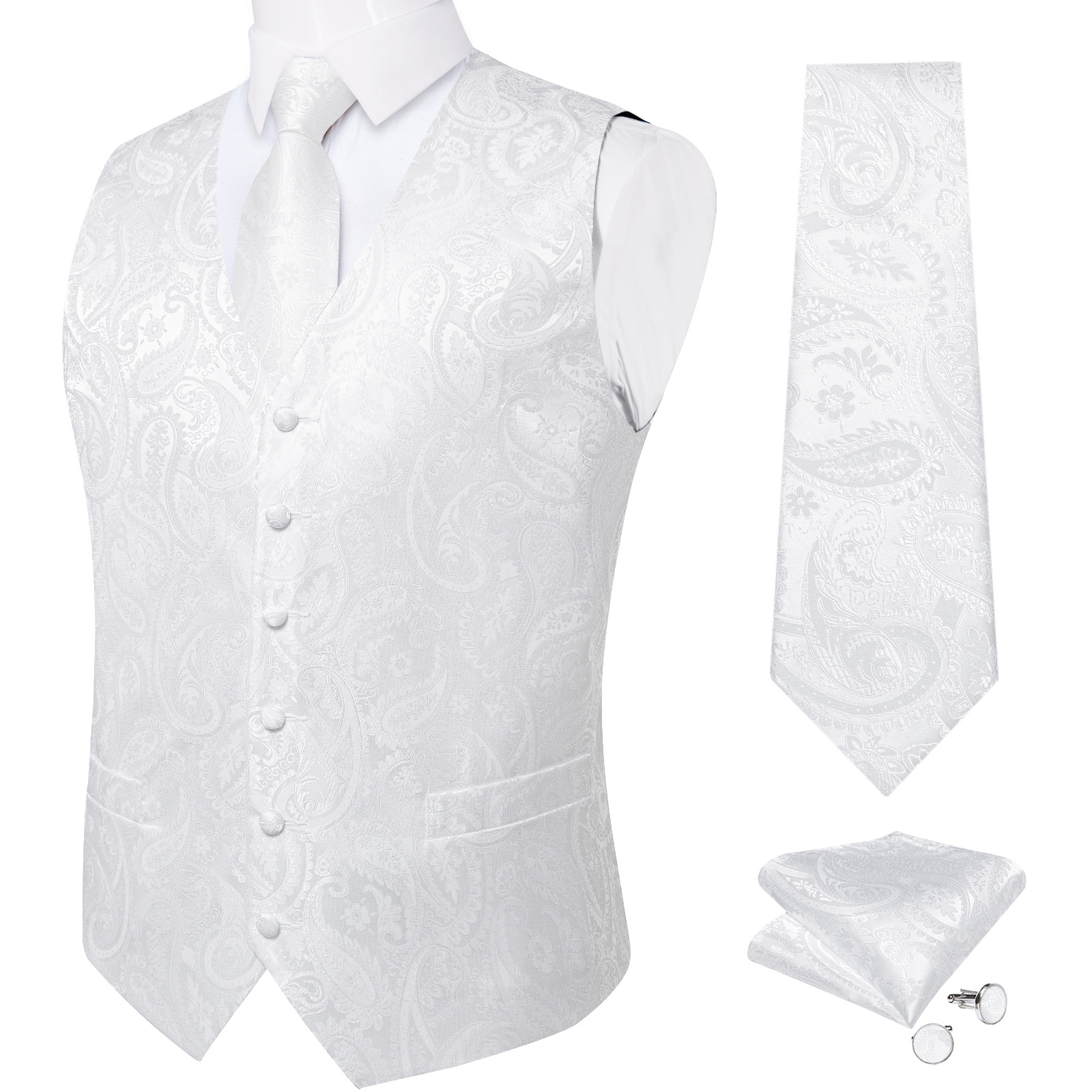 Colete de casamento branco pur - Formal Vest Waistcoat avaliação e preço